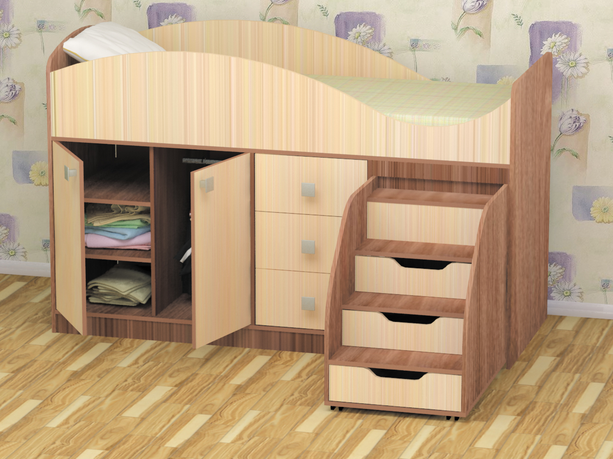 кровать детская от 3 лет с ящиками и столом