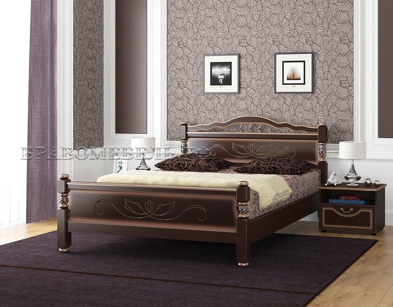 Двуспальная кровать Карина-5 (орех темный)