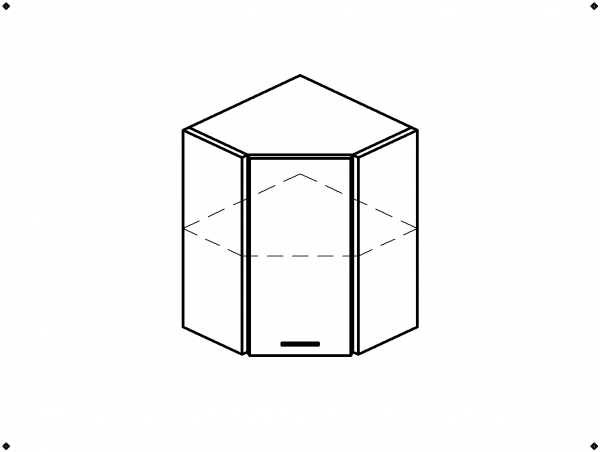 Шкаф навесной угловой ВУ600 кухня Эра